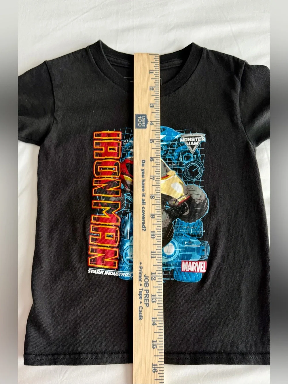 Monster Truck Marvel Iron Man Black Kids T-Shirt Youth XS